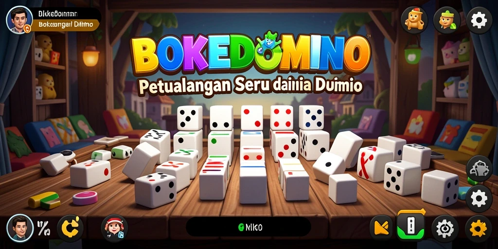 Tampilan gameplay seru dalam BOKEDOMINO yang penuh petualangan.