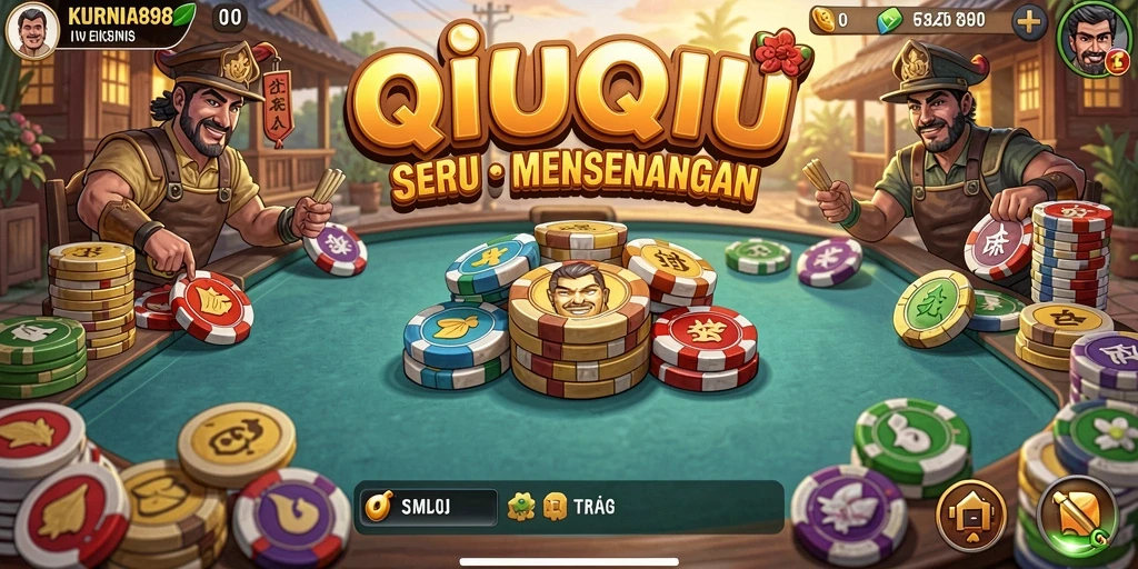 Tampilan gameplay QiuQiu yang seru dalam KURNIA898.
