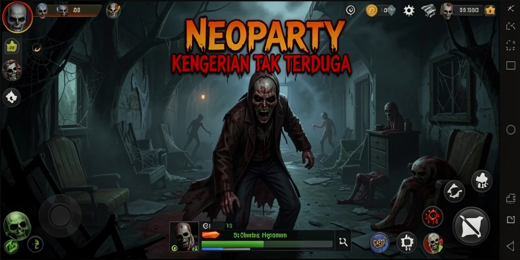 Gameplay NEOPARTY menampilkan momen-momen menegangkan yang mencekam.