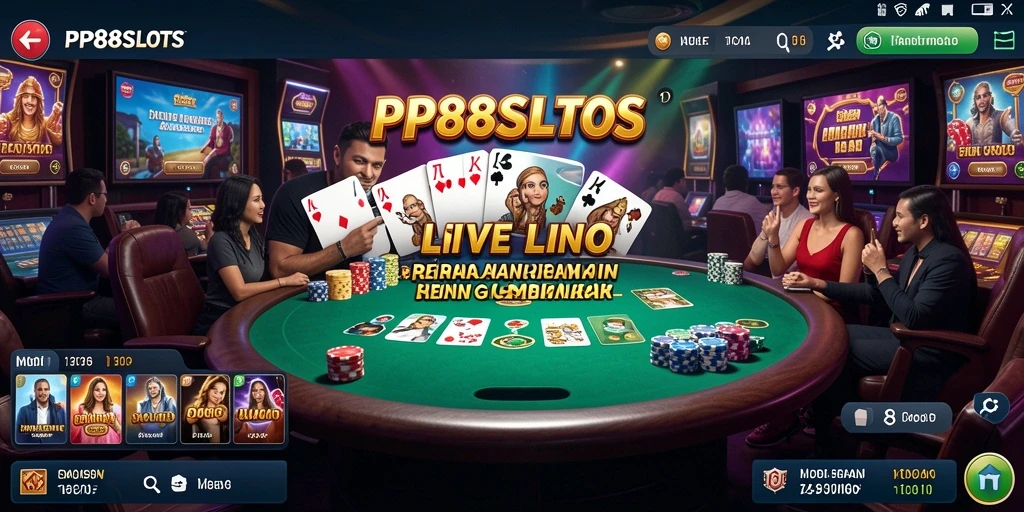 Tampilan gameplay PP88SLOTS yang menakjubkan dalam suasana Live Casino.