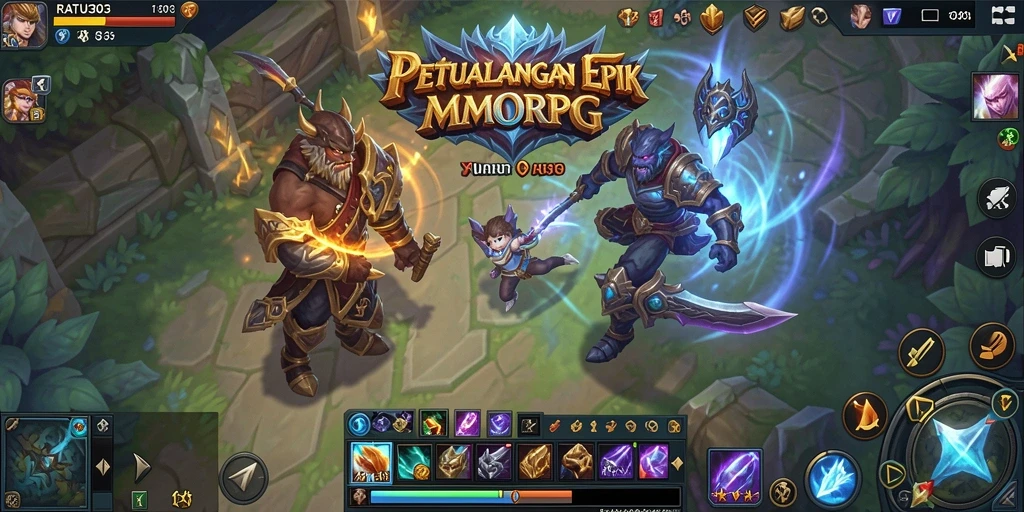 Tampilan gameplay epik di dunia <strong>RATU303</strong> dengan pertarungan seru.